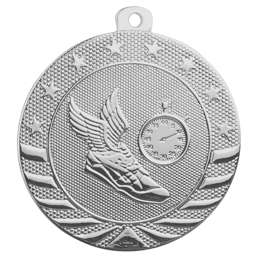 2" Bright Silver Track Starbrite Medal