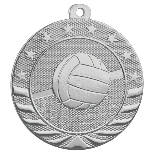 Bright Silver Volleyball Starbrite Medal - 2"