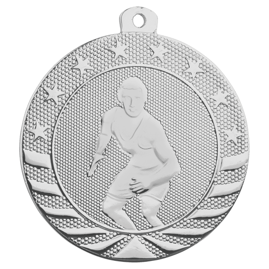 2" Bright Silver Wrestling Starbrite Medal