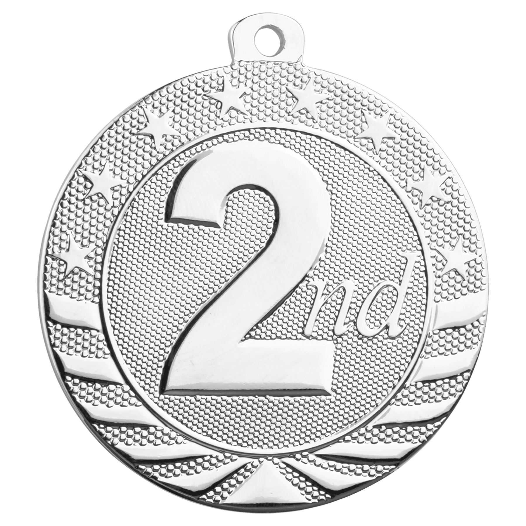 Bright Silver 2nd Place Starbrite Medal - 2"