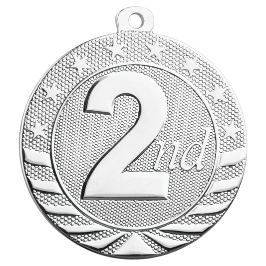 Bright Silver 2nd Place Starbrite Medal - 2"