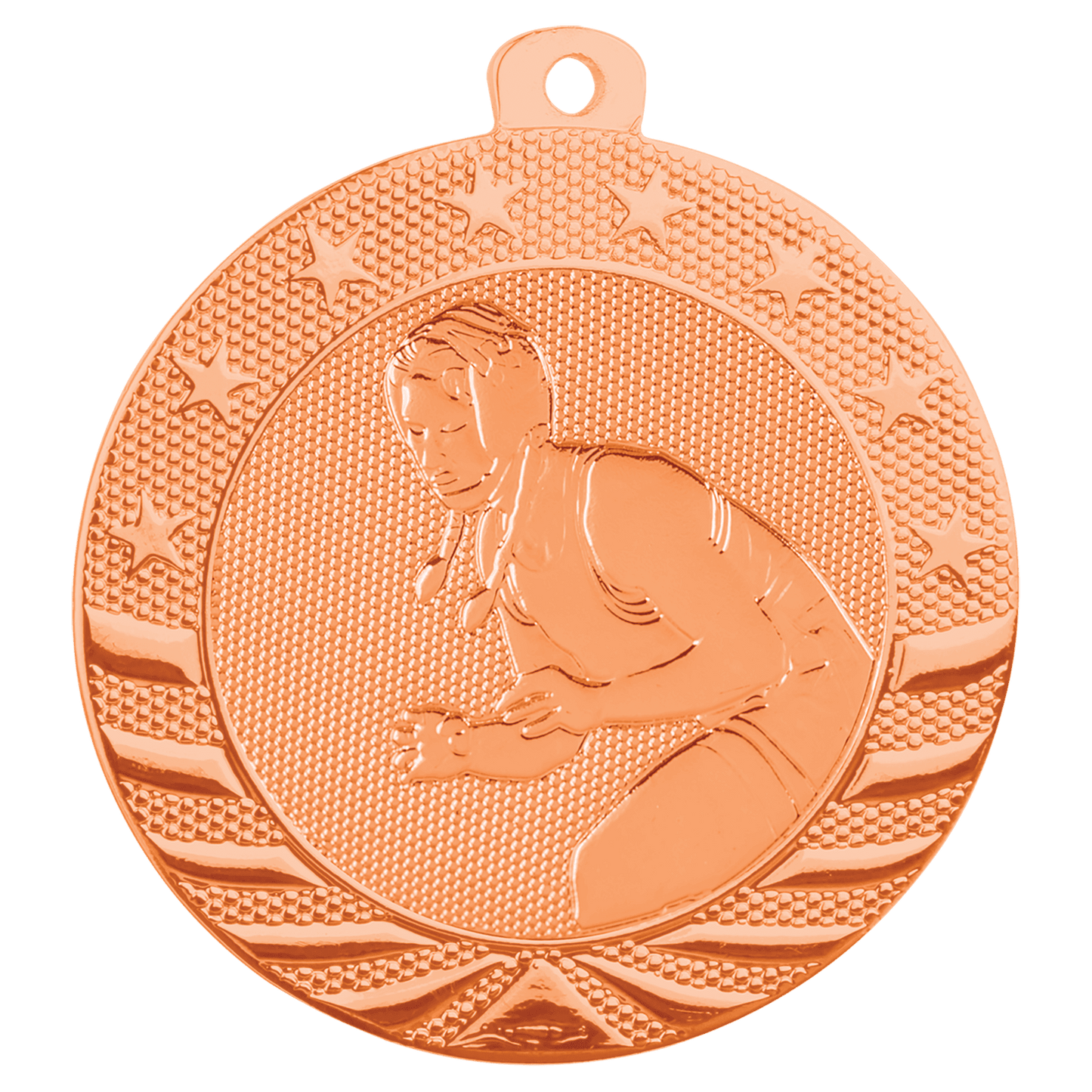 Bright Bronze Female Wrestling Starbrite Medal - 2"