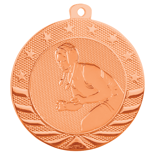 Bright Bronze Female Wrestling Starbrite Medal - 2"