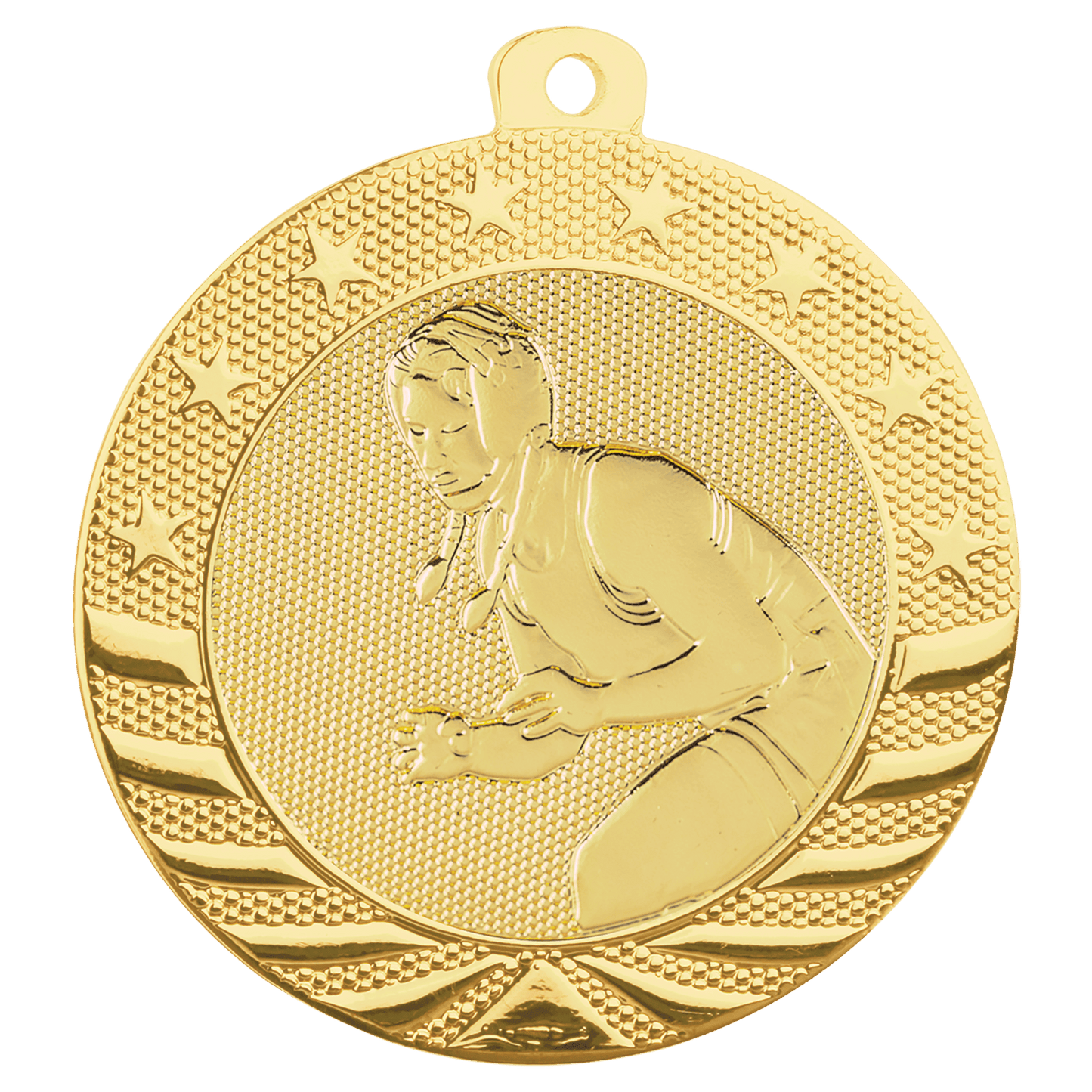 Bright Gold Female Wrestling Starbrite Medal - 2"