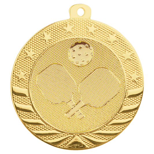 Bright Gold Pickleball Starbrite Medal - 2"