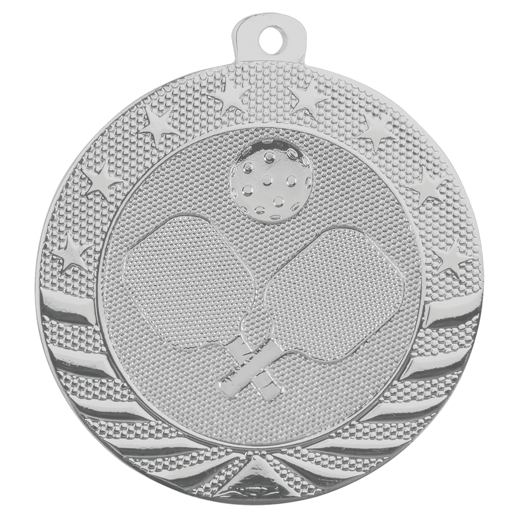 Bright Silver Pickleball Starbrite Medal - 2"