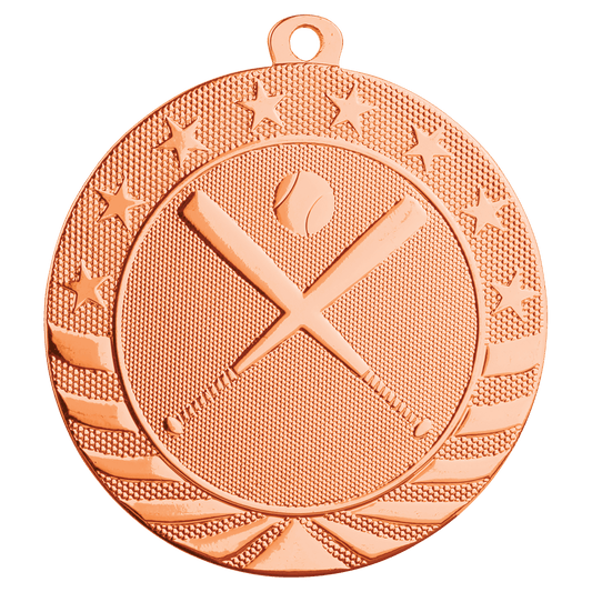 2 3/4" Bright Bronze Baseball/Softball Starbrite Medal