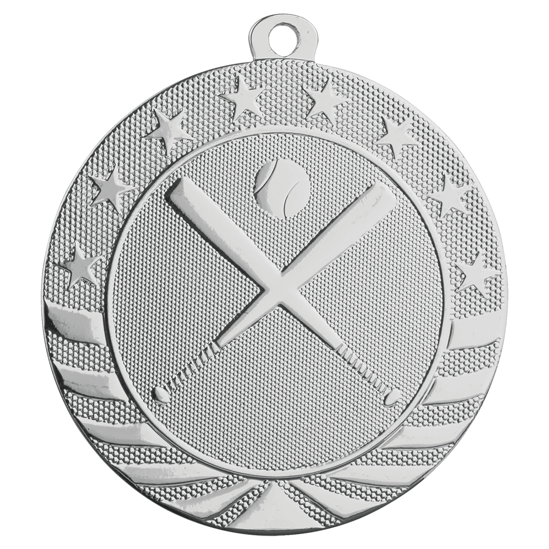 Bright Silver Baseball/Softball Starbrite Medal - 2 3/4"