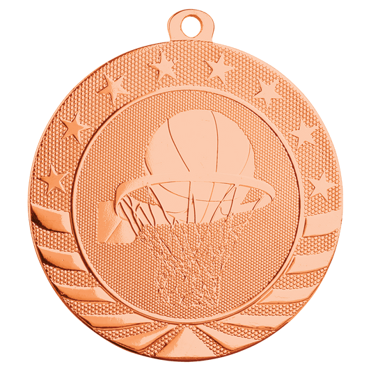Bright Bronze Basketball Starbrite Medal - 2 3/4"