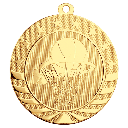 Bright Gold Basketball Starbrite Medal - 2 3/4"