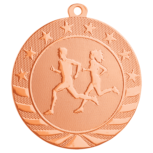 Bright Bronze Cross Country Starbrite Medal - 2 3/4"