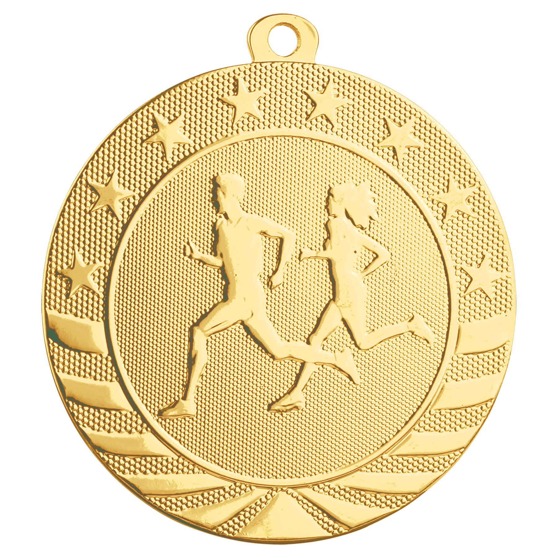 2 3/4" Bright Gold Cross Country Starbrite Medal