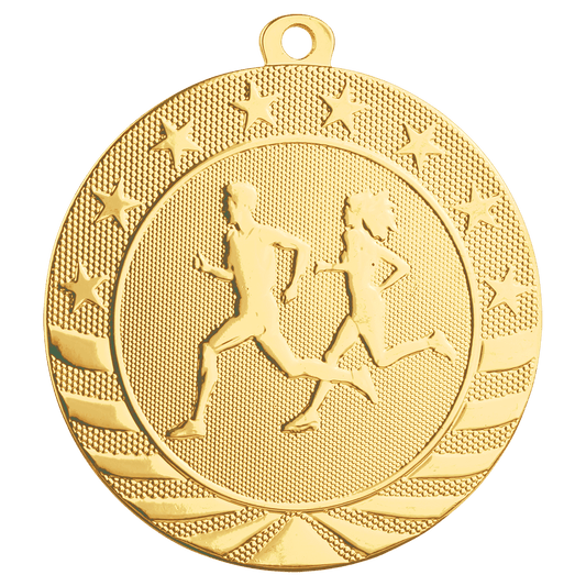 2 3/4" Bright Gold Cross Country Starbrite Medal