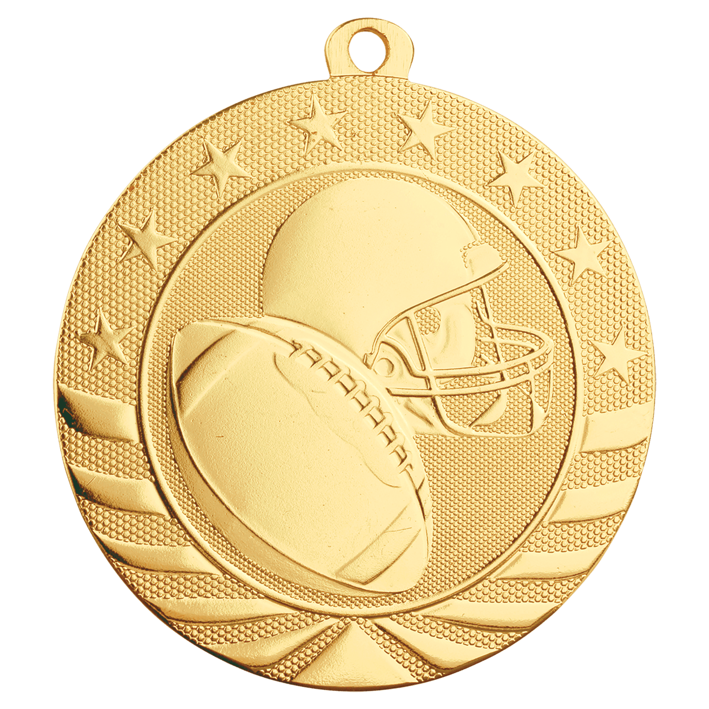 Bright Gold Football Starbrite Medal - 2 3/4"