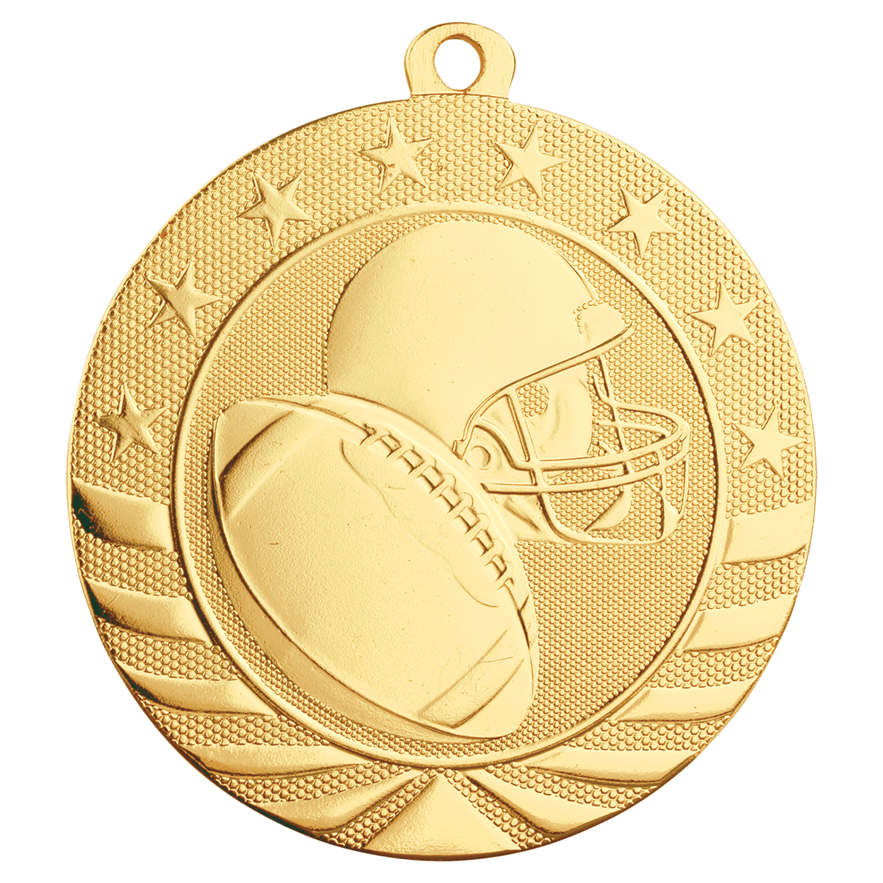 Bright Gold Football Starbrite Medal - 2 3/4"