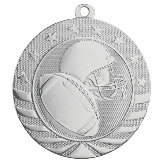 2 3/4" Bright Silver Football Starbrite Medal