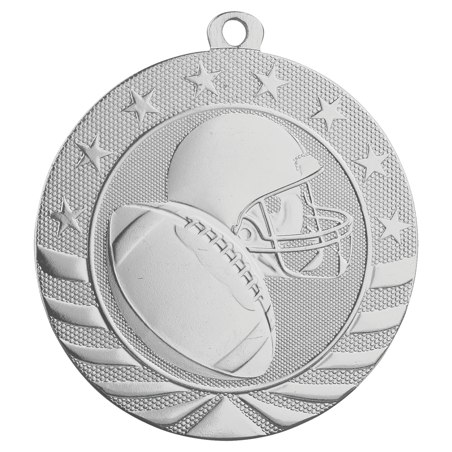 Bright Silver Football Starbrite Medal - 2 3/4"