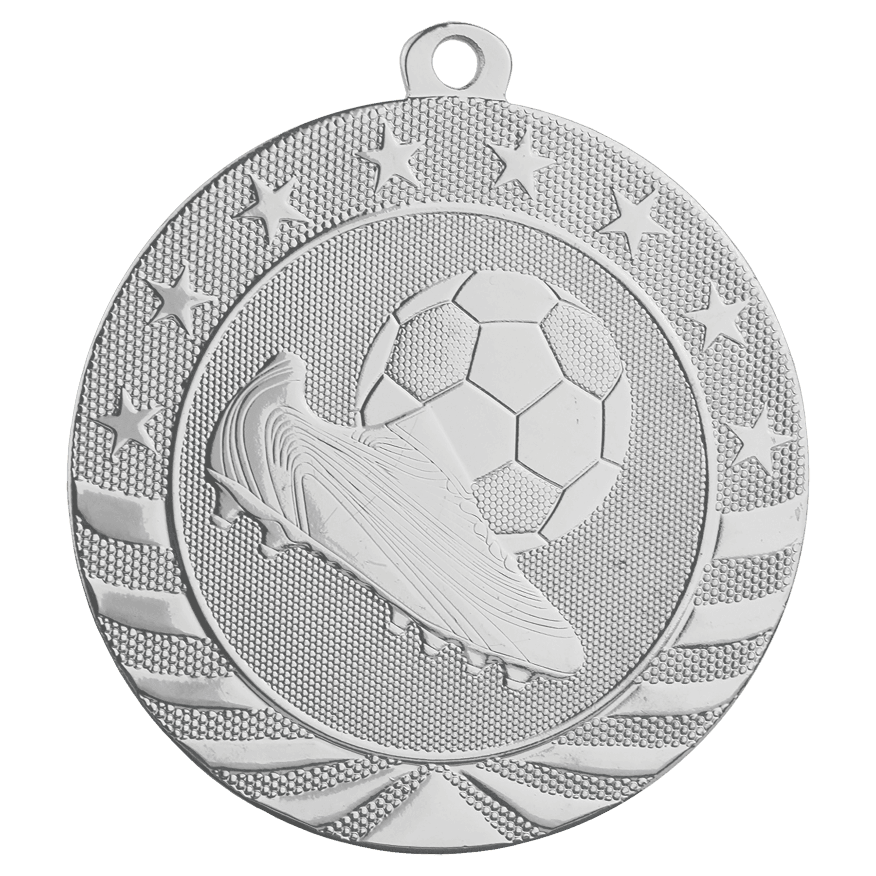 Bright Silver Soccer Starbrite Medal - 2 3/4"