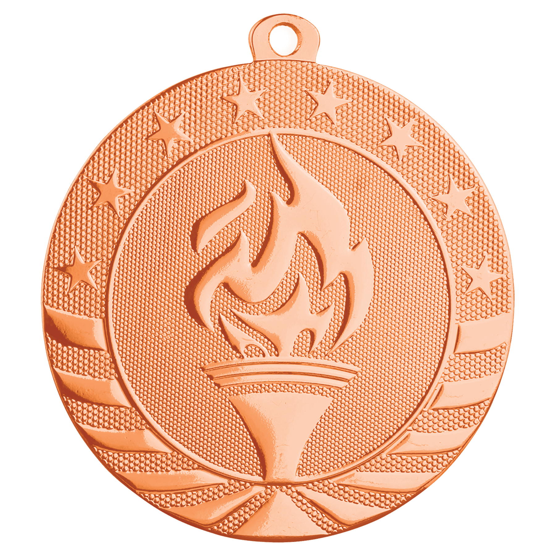 Bright Bronze Torch Starbrite Medal - 2 3/4"