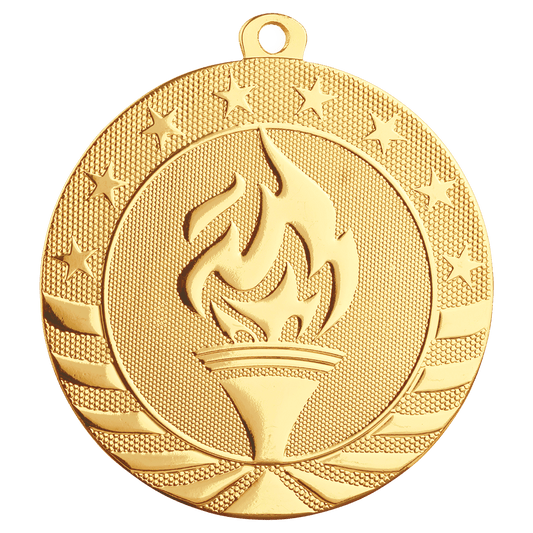 Bright Gold Torch Starbrite Medal - 2 3/4"
