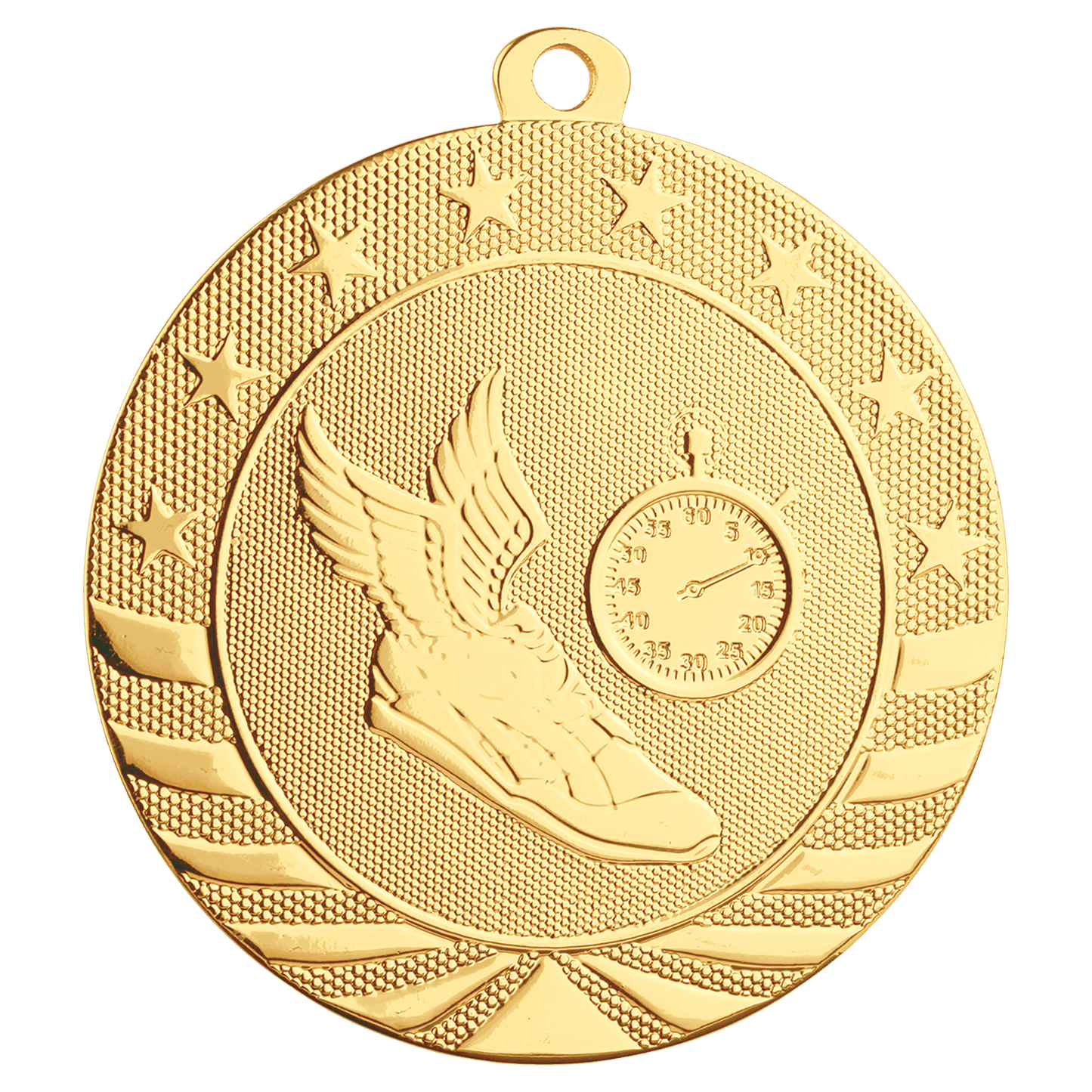 2 3/4" Bright Gold Track Starbrite Medal