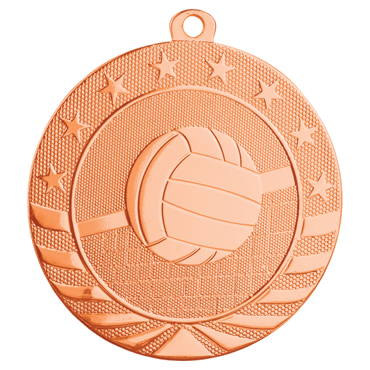 Bright Bronze Volleyball Starbrite Medal - 2 3/4"