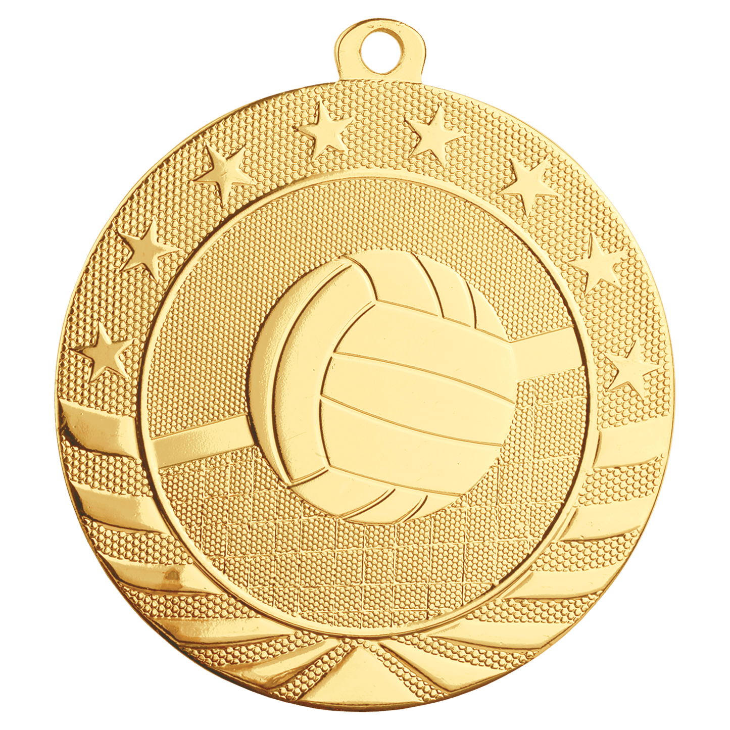 Bright Gold Volleyball Starbrite Medal - 2 3/4"