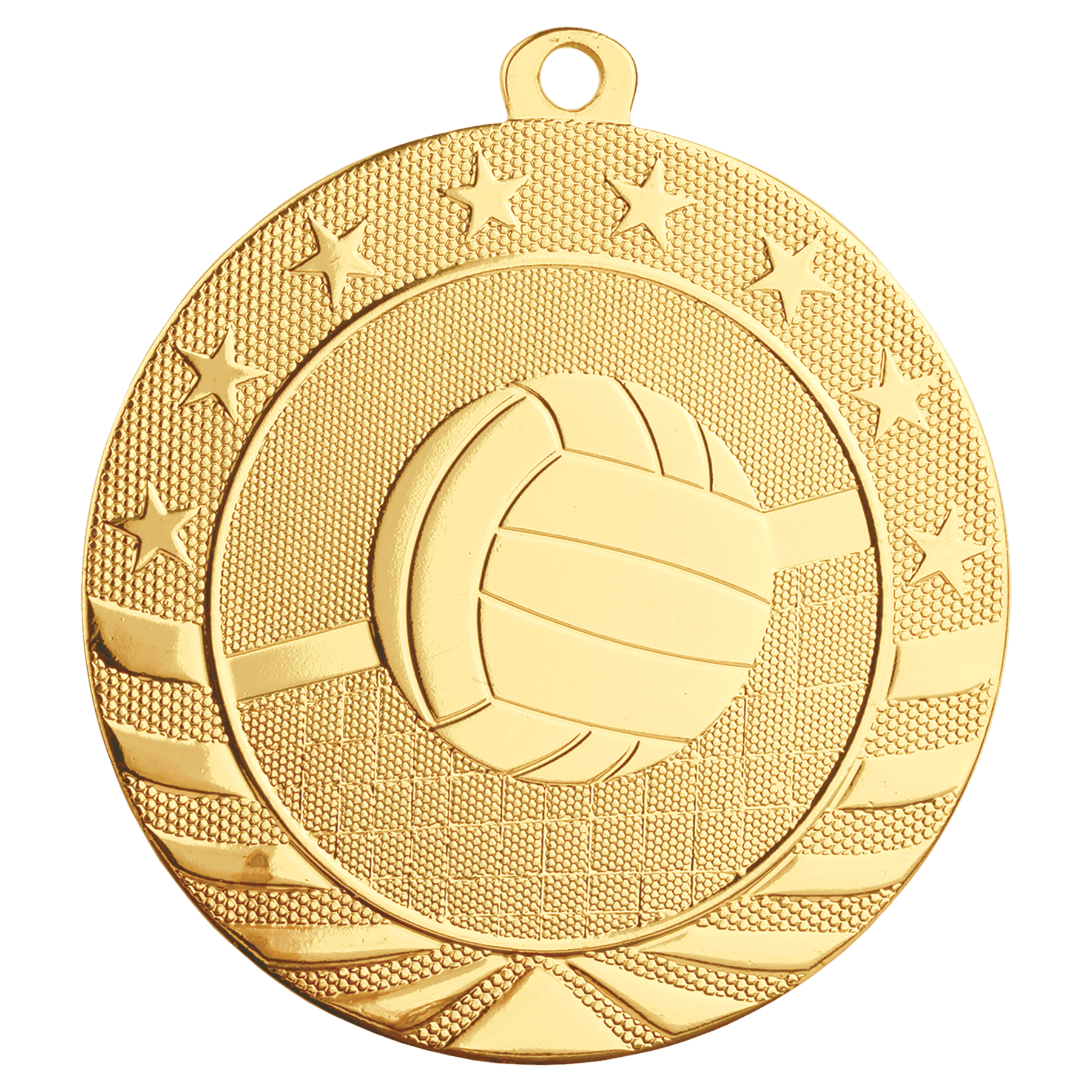 Bright Gold Volleyball Starbrite Medal - 2 3/4"