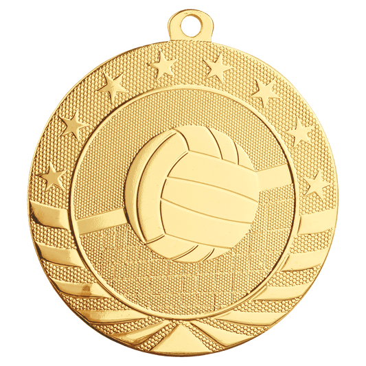 Bright Gold Volleyball Starbrite Medal - 2 3/4"