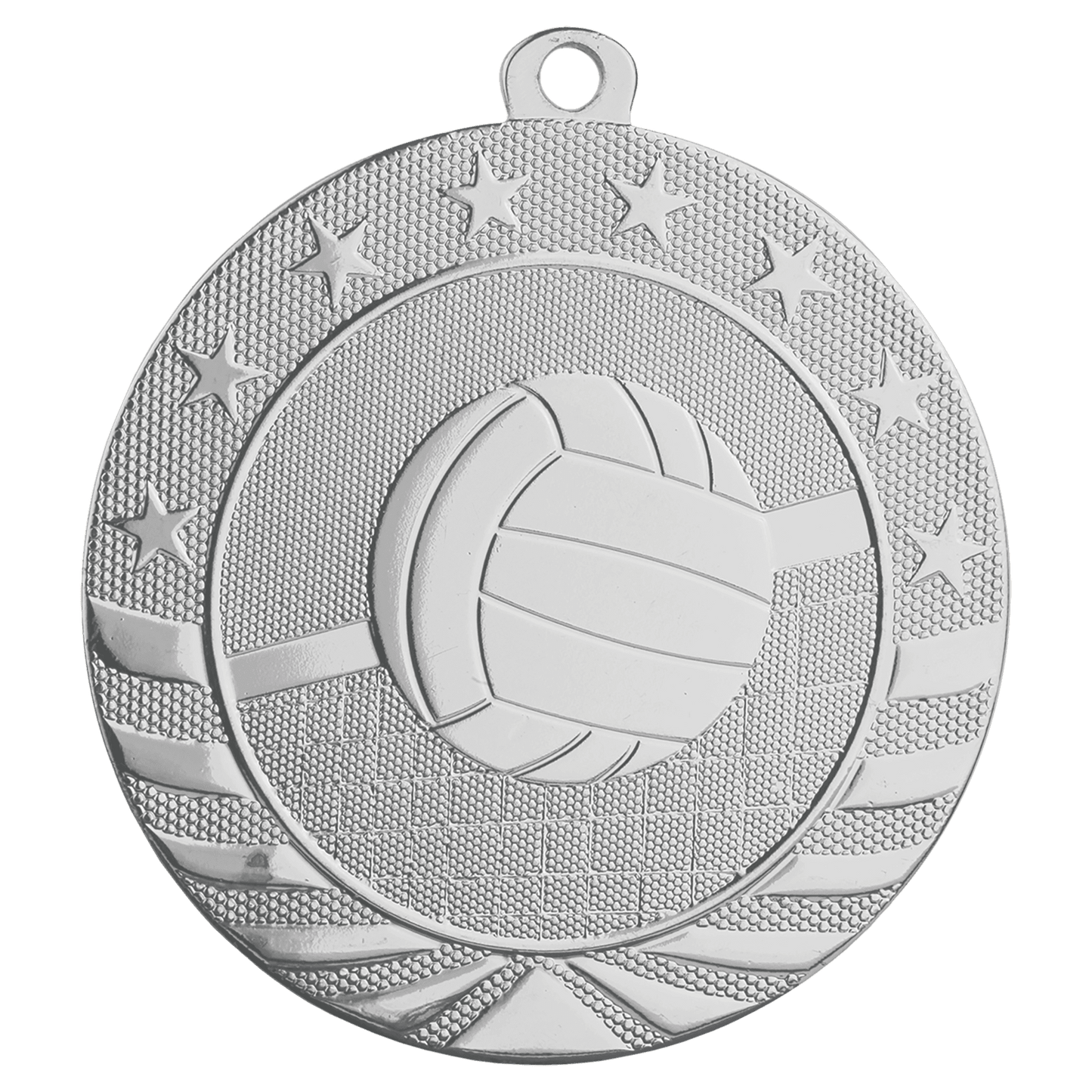 Bright Silver Volleyball Starbrite Medal - 2 3/4"
