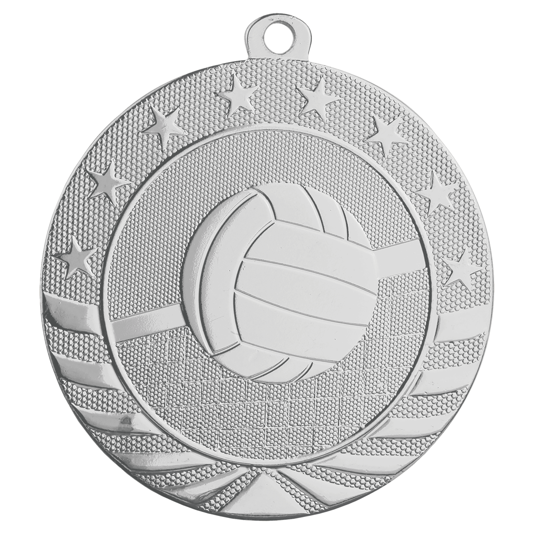 Bright Silver Volleyball Starbrite Medal - 2 3/4"