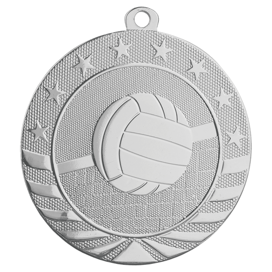 Bright Silver Volleyball Starbrite Medal - 2 3/4"