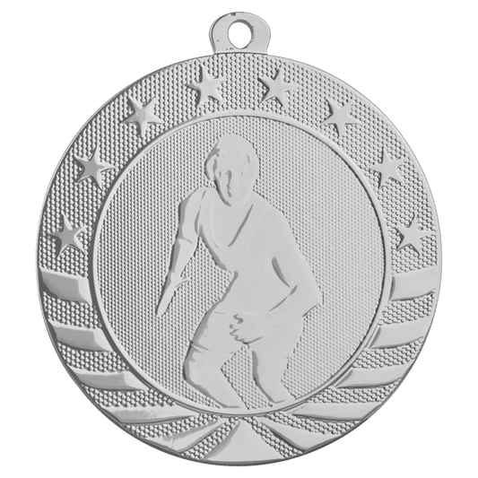 2 3/4" Bright Silver Wrestling Starbrite Medal