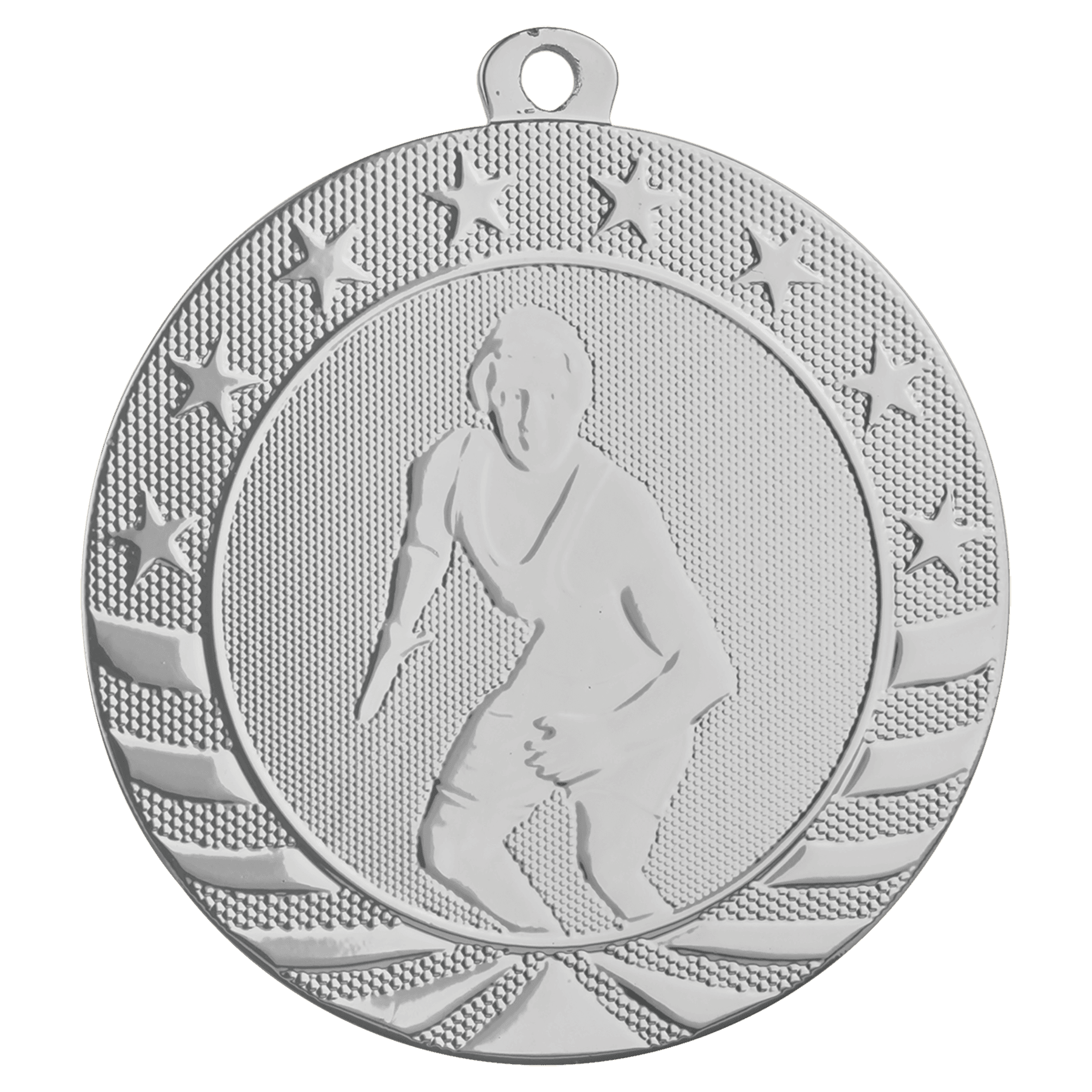 Bright Silver Wrestling Starbrite Medal - 2 3/4"