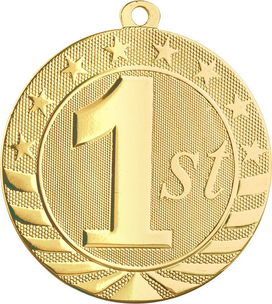 Bright Gold 1st Place Starbrite Medal - 2 3/4"