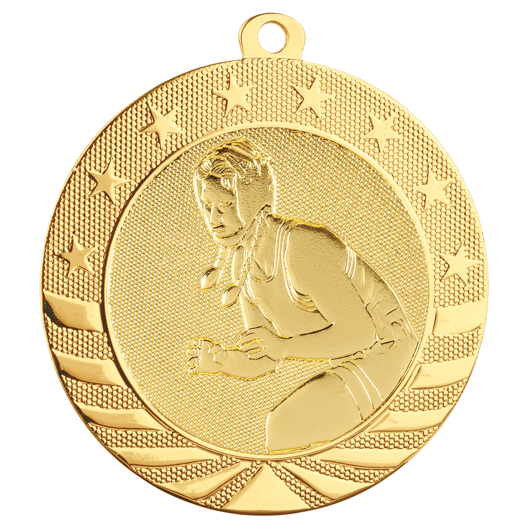 Bright Gold Female Wrestling Starbrite Medal - 2 3/4"