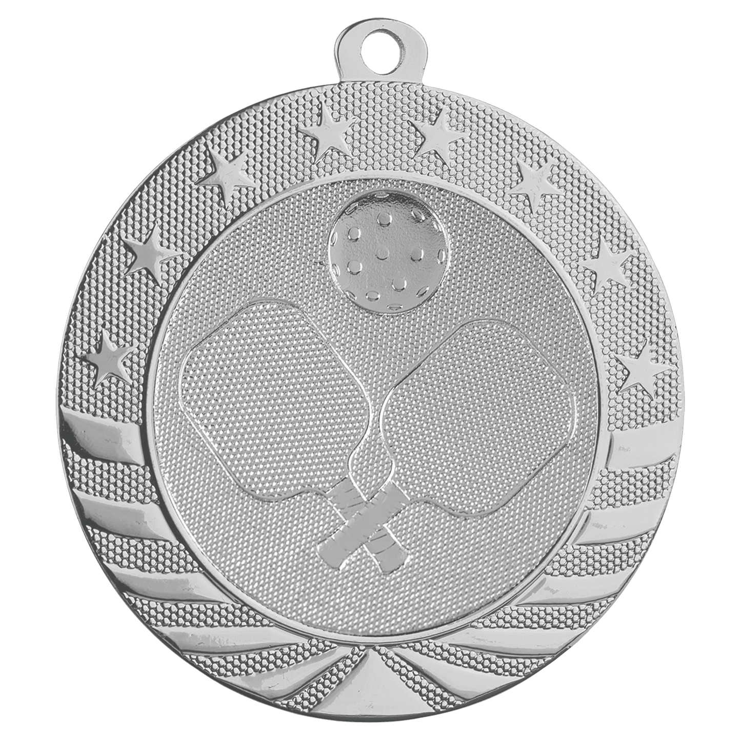 Bright Silver Pickleball Starbrite Medal - 2 3/4"
