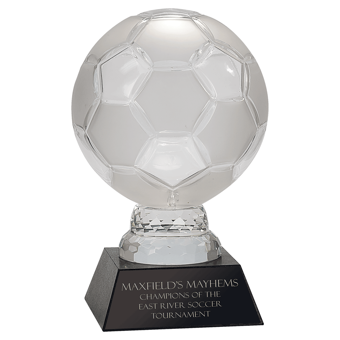 Glass Soccer Ball with Marble Base - 12"