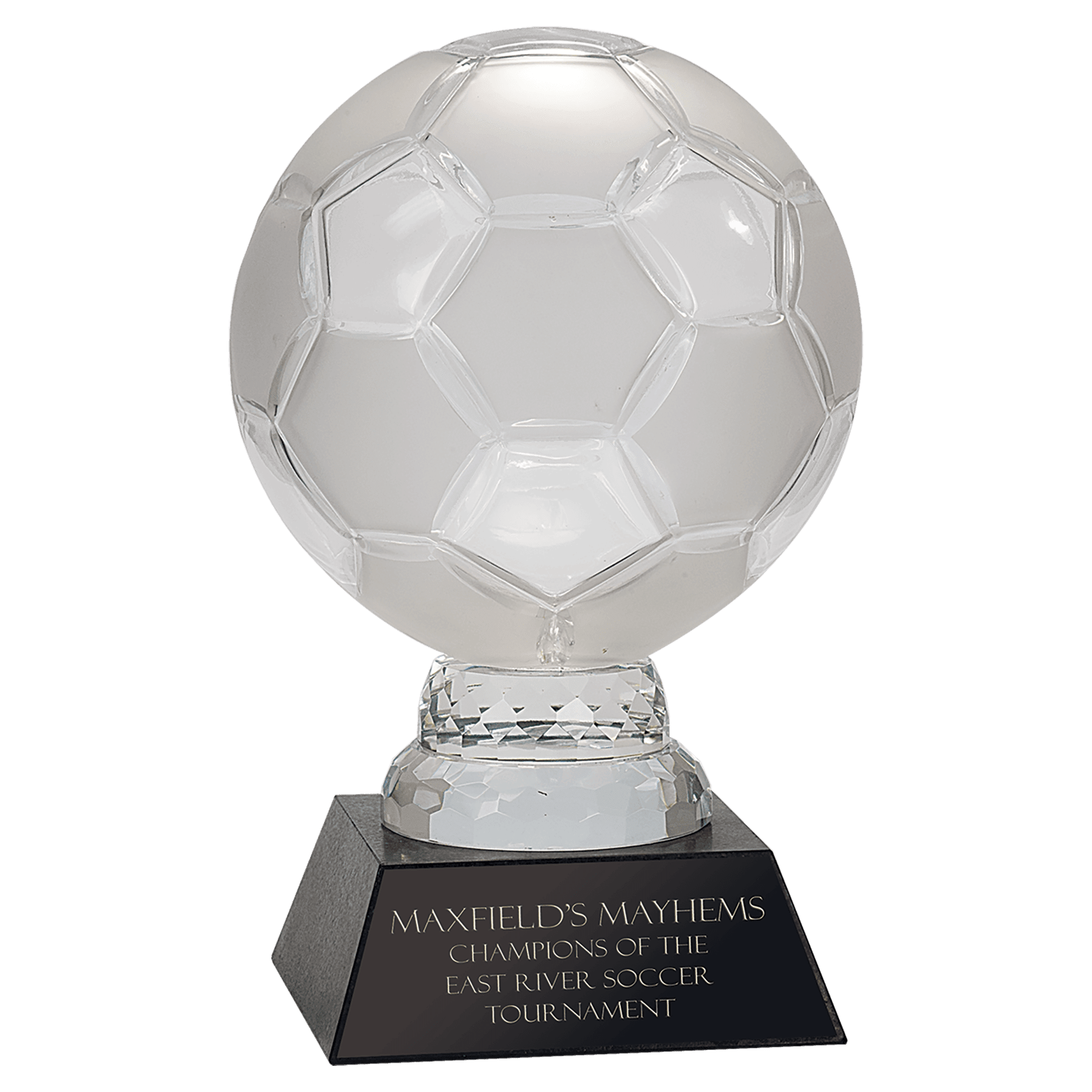 Glass Soccer Ball with Marble Base - 12"