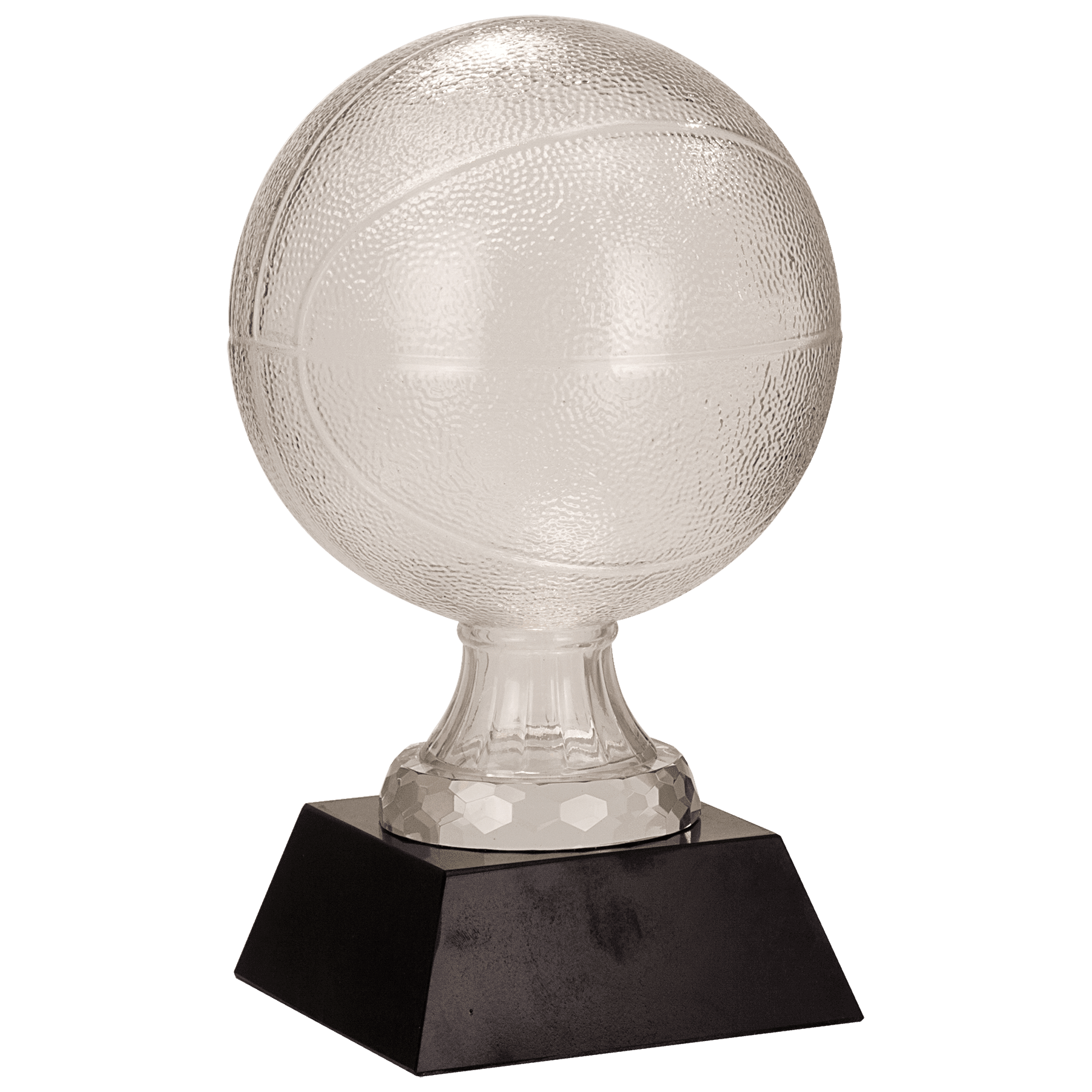 Glass Basketball with Black Marble Base - 13"