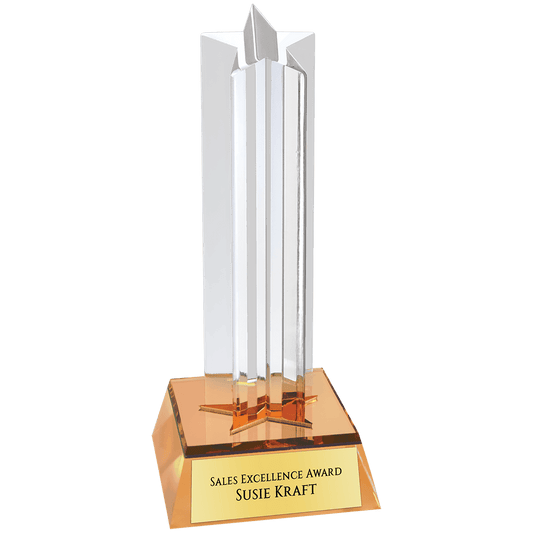 Gold Star Column Acrylic with Gold Base - 6 3/4"