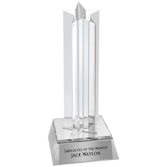 Silver Star Column Acrylic with Silver Base - 6 3/4"