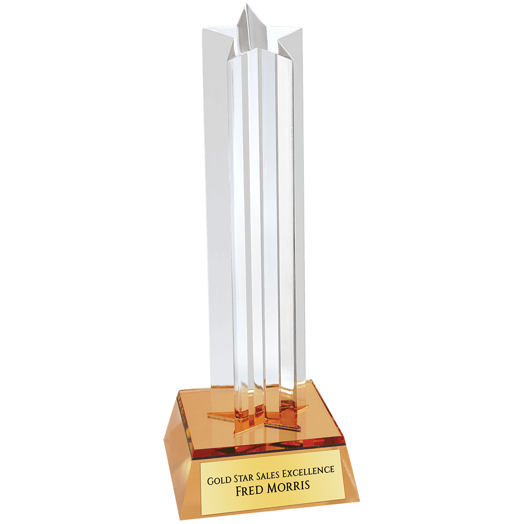 Gold Star Column Acrylic with Gold Base - 7 1/2"