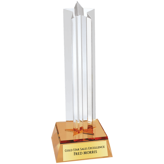 Gold Star Column Acrylic with Gold Base - 7 1/2"