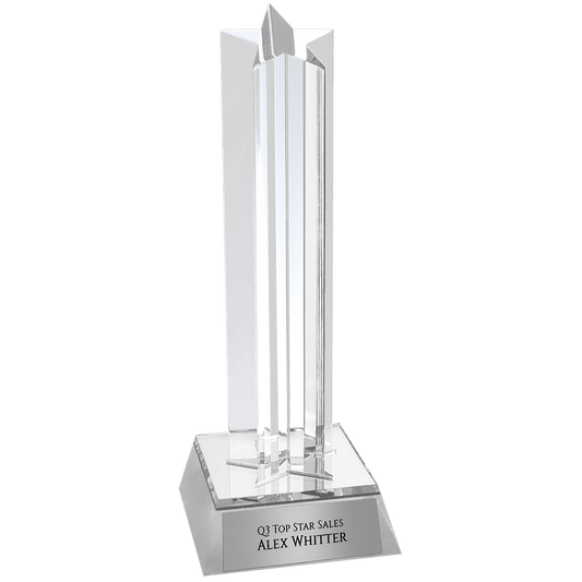 Silver Star Column Acrylic with Silver Base - 7 1/2"