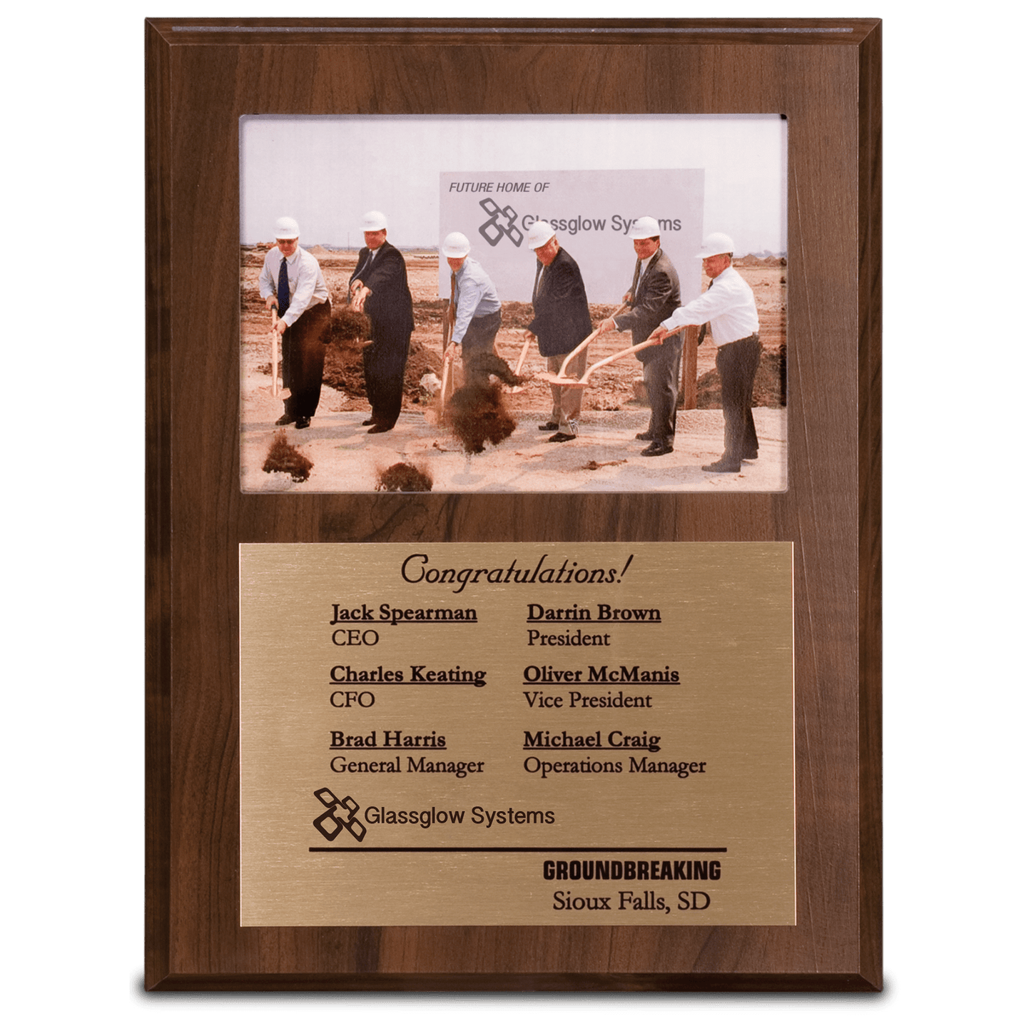 Cherry Finish Slide-In Frame Plaque with 7" x 5" Window - 9" x 12"