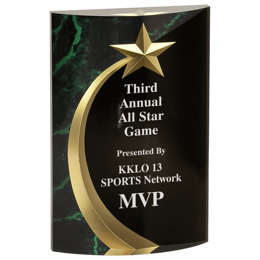 6 3/4" Green Marble Rounded Shooting Star Acrylic