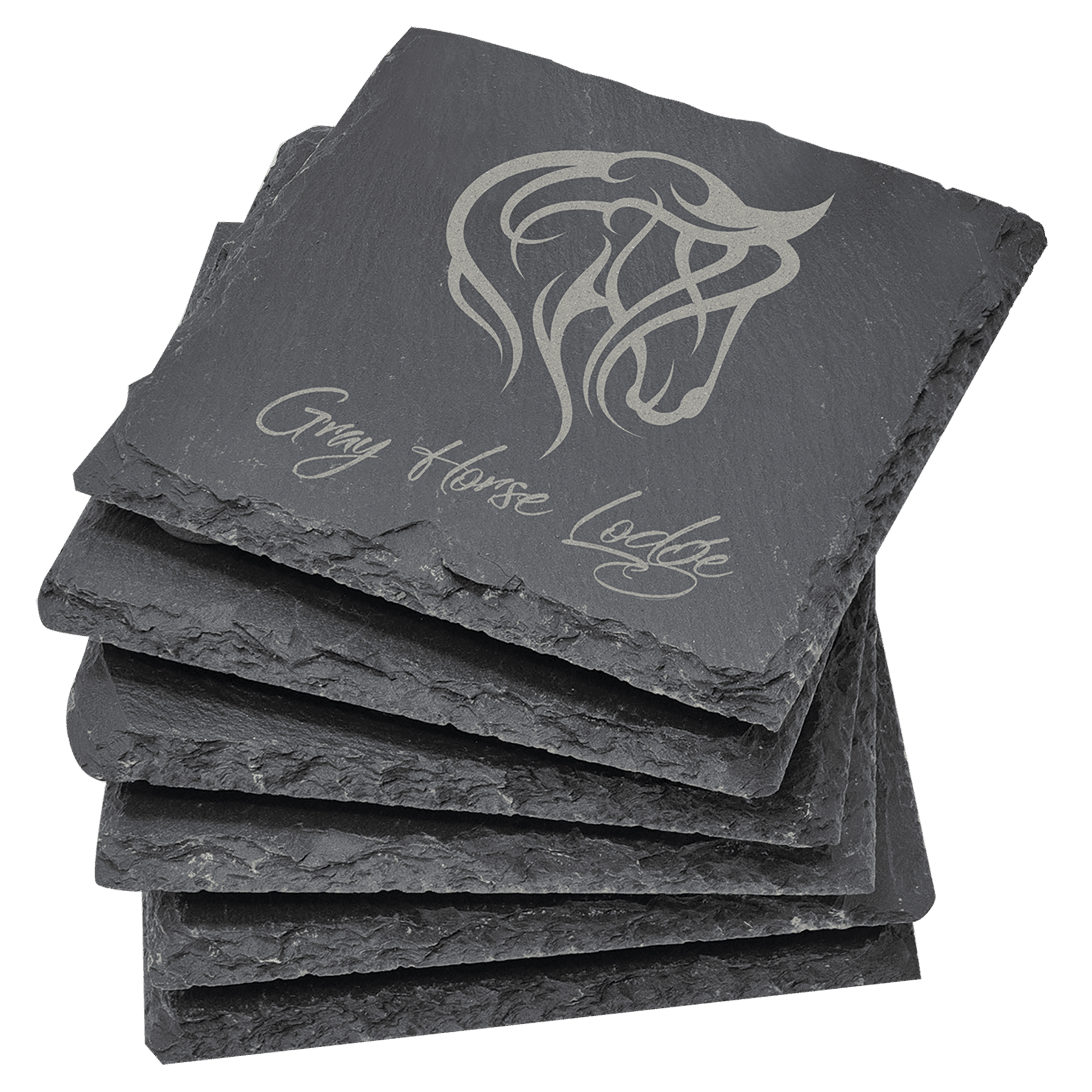 Square Slate Coaster Set-6 Piece - 4" x 4"
