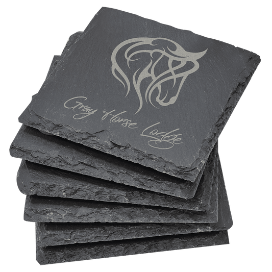 Square Slate Coaster Set-6 Piece - 4" x 4"