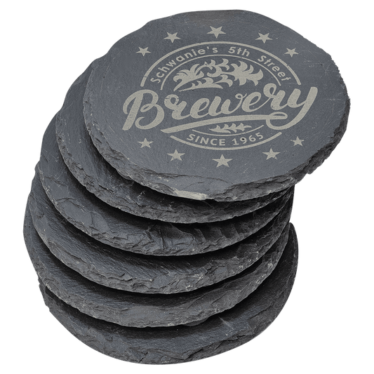 Round Slate Coaster Set-6 Piece - 4"